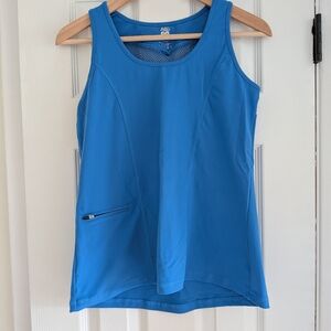 ABS Women's Blue Workout Activewear Tank Top With Hip Pocket Size Large